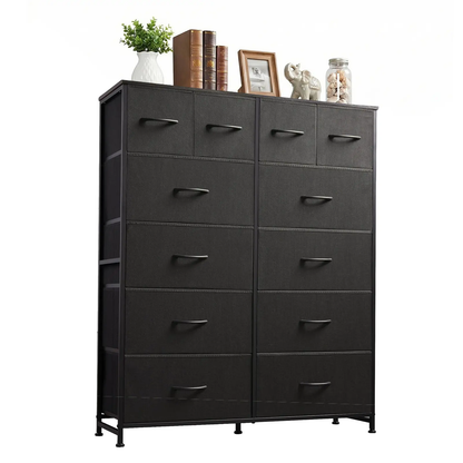 12-Drawer Fabric Dresser with Wood Top & Metal Frame