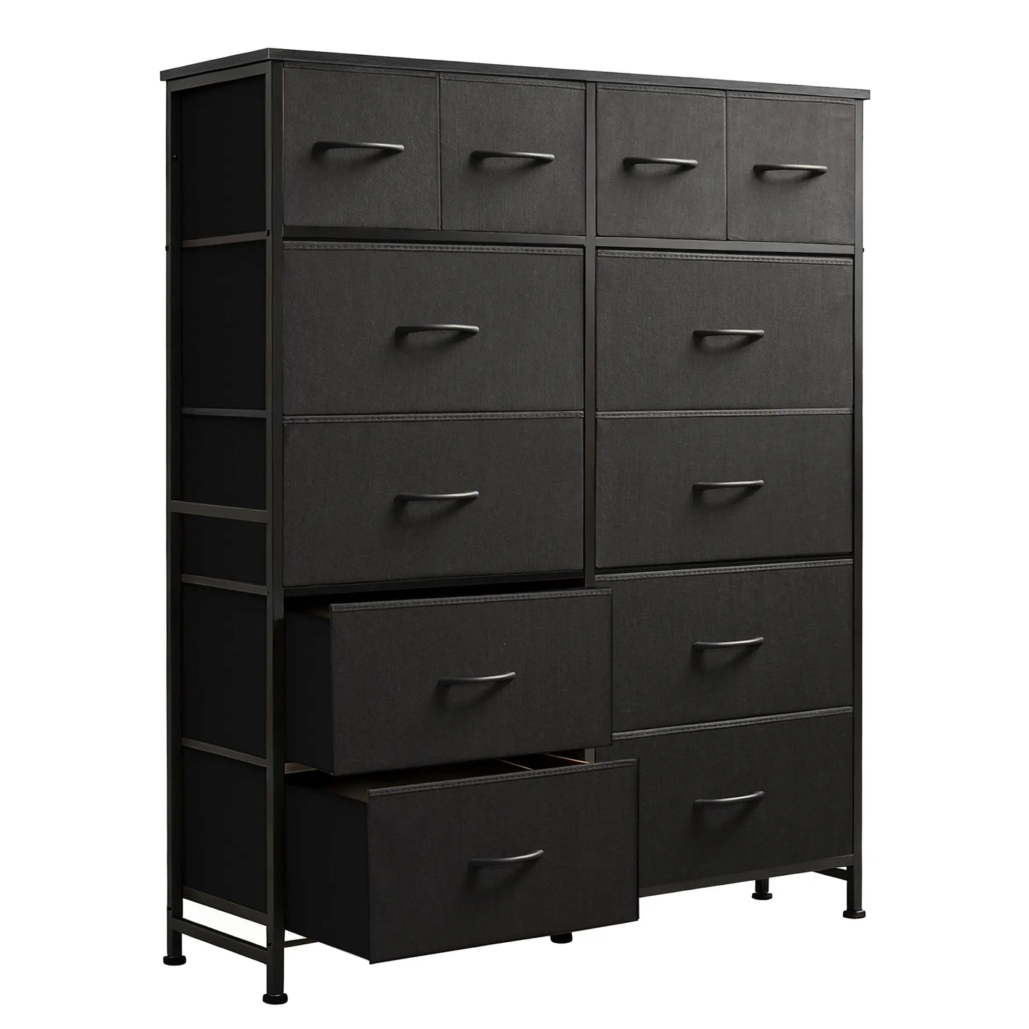 12-Drawer Fabric Dresser with Wood Top & Metal Frame