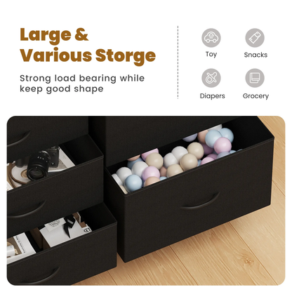 12-Drawer Fabric Dresser with Wood Top & Metal Frame