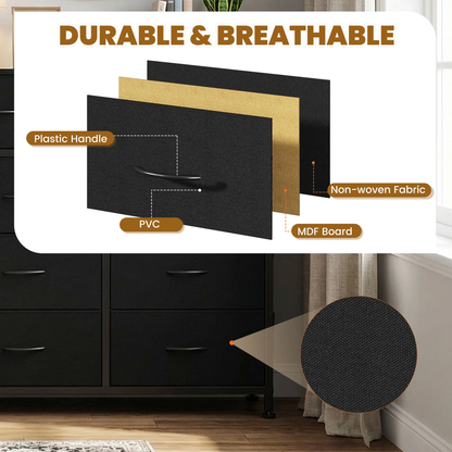 12-Drawer Fabric Dresser with Wood Top & Metal Frame